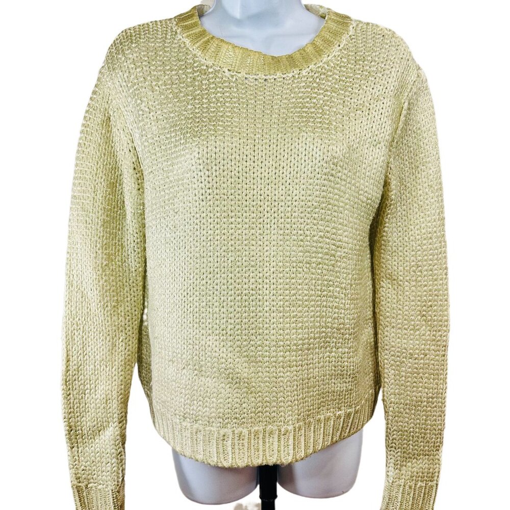 Gold Metallic Fleece-Lined Knitted Sweater - Size 6